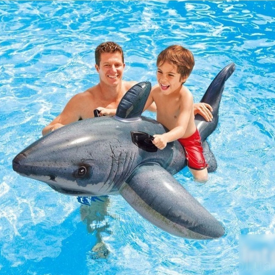 Фото Дитячий надувний пліт для катання Intex «біла акула» 57525 (6941057455259)