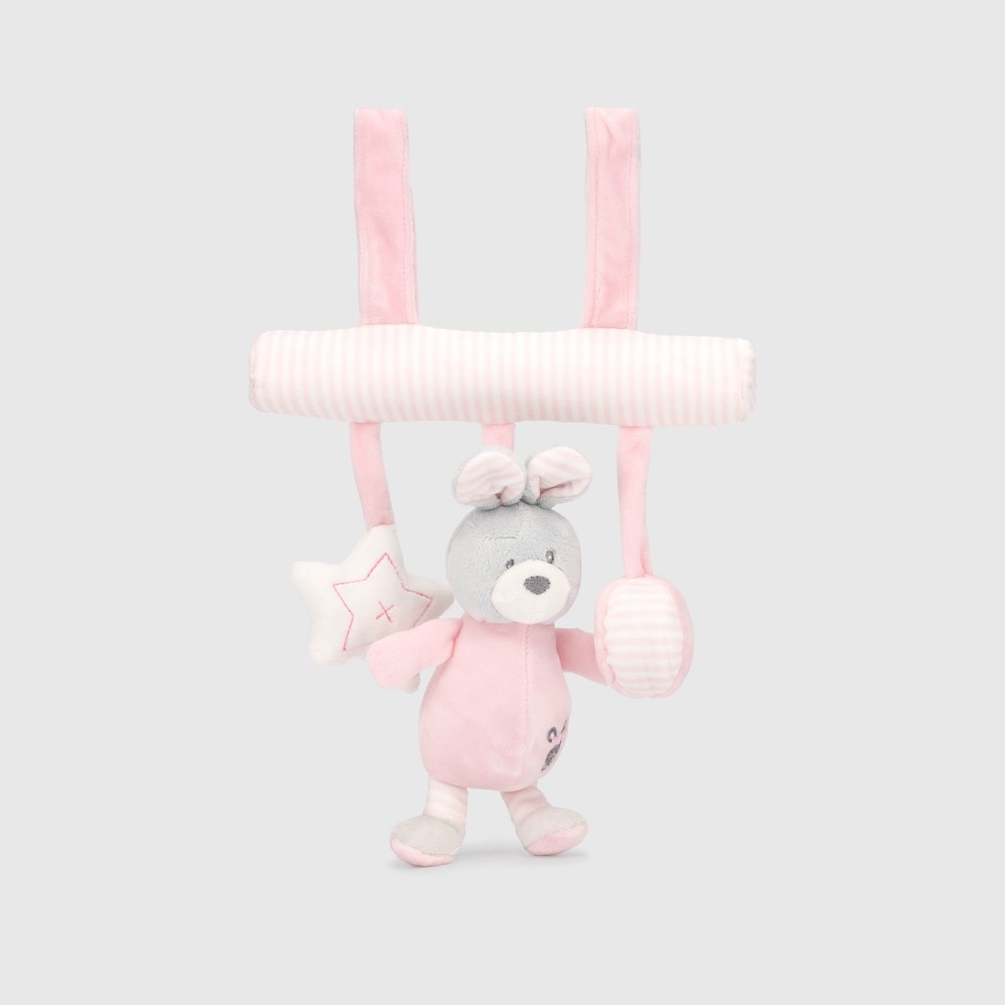 Фото Підвіска з брязкальцем та дзвоником Кролик 22 см BABY TRADE 11/5007/1 Рожевий (2000989738930)