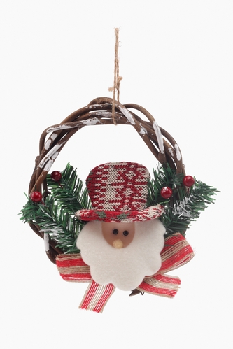 Фото Прикраса новорічна "Віночок з обличчям Діда Мороза" JHI0305205 (2000903026082)(NY)