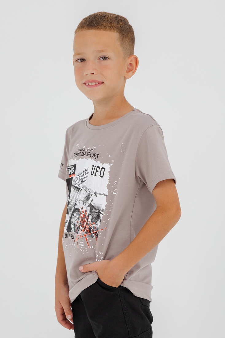 Фото Футболка з принтом для хлопчика Ecrin 9231 158 см Кавовий (2000990635624S)