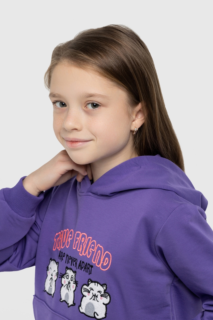 Фото Худи с принтом для девочки Ecrin 4706 122 см Фиолетовый (2000990221957D)