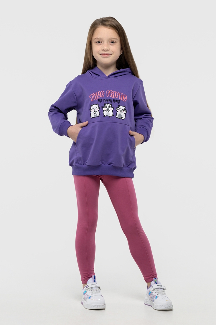 Фото Худі з принтом для дівчинки Ecrin 4706 128 см Фіолетовий (2000990221964D)