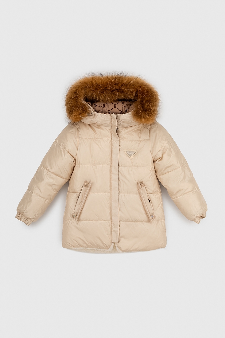 Фото Куртка зимова для дівчинки Feiying J-07 98 см Бежевий (2000989629221W)