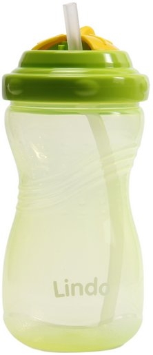 Фото Бутылка-непроливайка с соломинкой Lindo LI 127 16 х 7 х 7 см Зеленый (2000989637080)