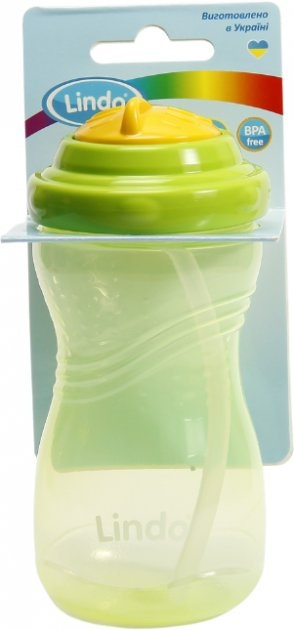 Фото Пляшка-непроливайка з соломинкою Lindo LI 127 16 х 7 х 7 см Зелений (2000989637080)