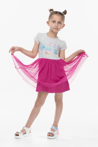 Фото Сукня для дівчинки Breeze 16876 з принтом 104 см Фуксія (2000989679189S)