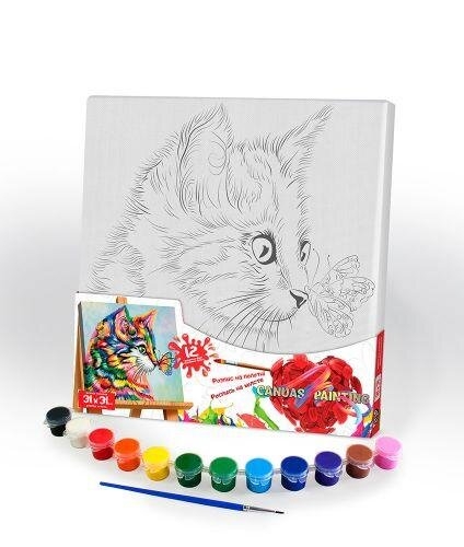 Фото Роспись на холсте "Цветной кот" Danko Toys PX-05-09 31 x 31 см (2000989447283)