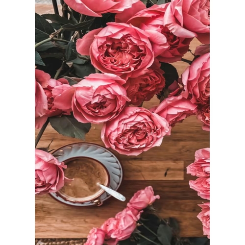 Фото Набір для творчості алмазна картина Кава з рожевими трояндами Strateg GD86095 (4823113868468)