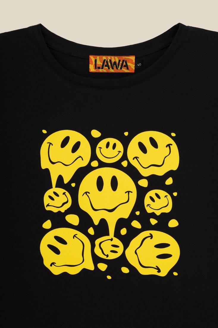 Фото Футболка з принтом жіноча LAWA CTM P-WB02316 "Yellow Smile" 2XL Чорний (2000989913849S)(LW)