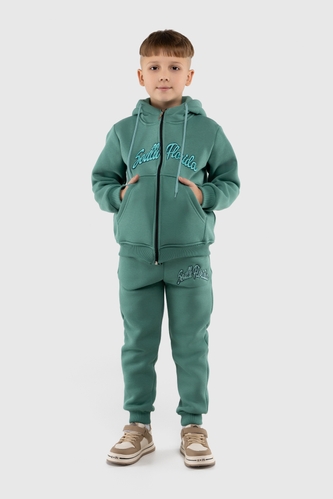 Фото Спортивный костюм для мальчика (свитшот, штаны) Ecrin 2026 134 см Зеленый (2000990223012W)
