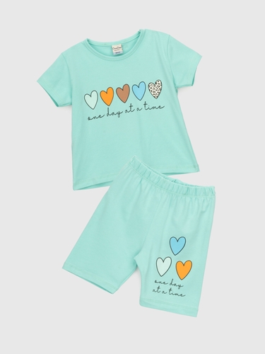 Фото Костюм футболка+шорти для дівчинки Baby Show 16488 110 см М'ятний (2000990554215S)
