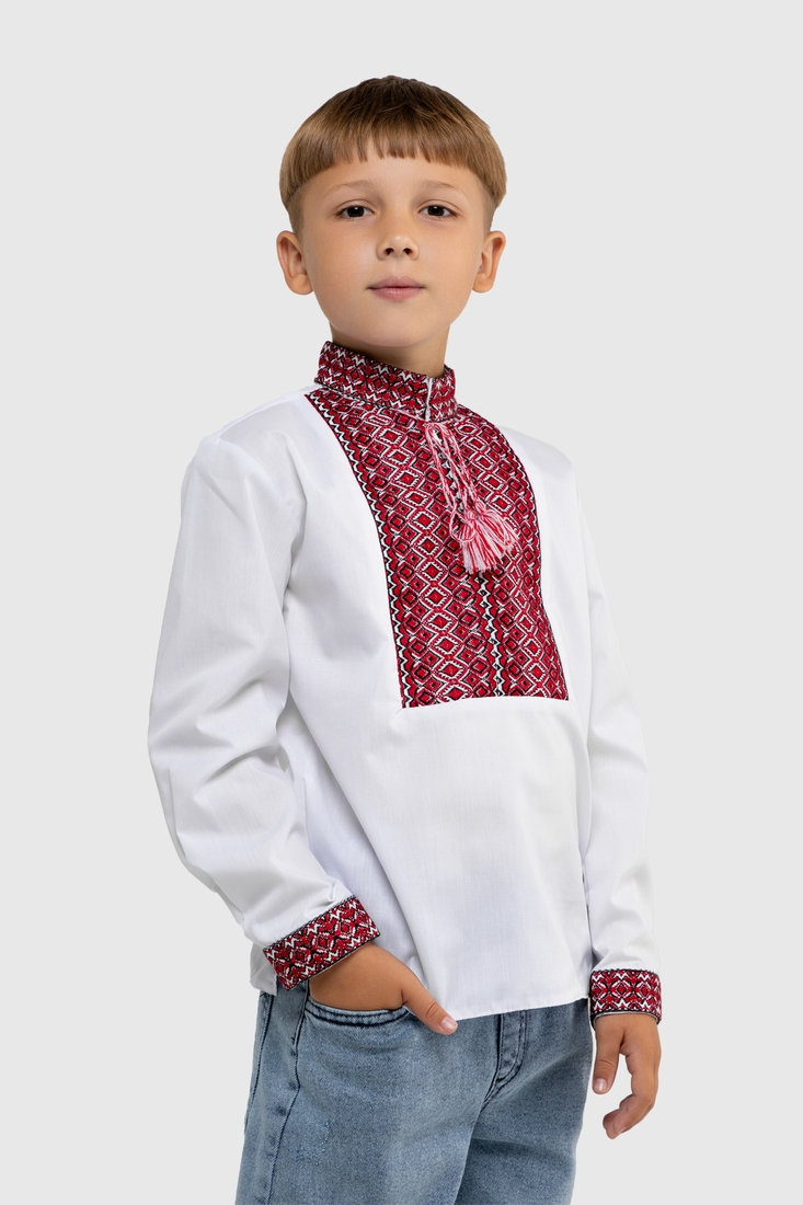 Фото Сорочка вишиванка для хлопчика Veronika СЕРГІЙКО-2 98 см Червоний (2000990003133D)