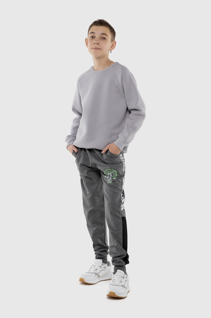 Фото Спортивні штани для хлопчика манжет з принтом Hees 3035 176 см Сірий (2000990161581W)