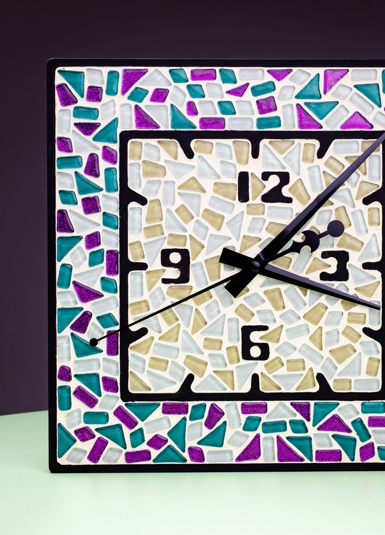Фото Стеклянная мозаика Square clock Mosaaro MA4002 (5903858961576)