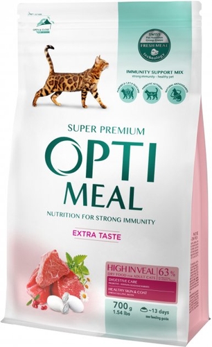 Сухой корм для кошек Optimeal со вкусом телятины 700 г 4683 (4820215364683)