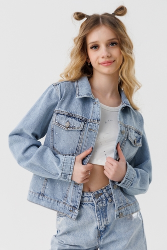 Фото Куртка джинсовая для девочки DMB 9094 164 см Голубой (2000990265845D)