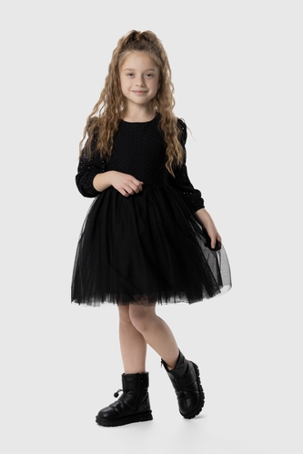 Фото Платье однотонное для девочки DMB 0128 128 см Черный (2000990266972D)