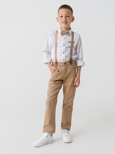 Фото Костюм для хлопчика (сорочка+штани+підтяжки) Mini Papi 3190 128 см Бежевий (2000990489524D)