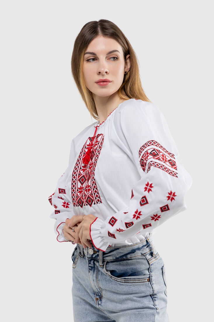 Фото Вышиванка рубашка с принтом женская Олеся 54 Белый (2000989910053A)