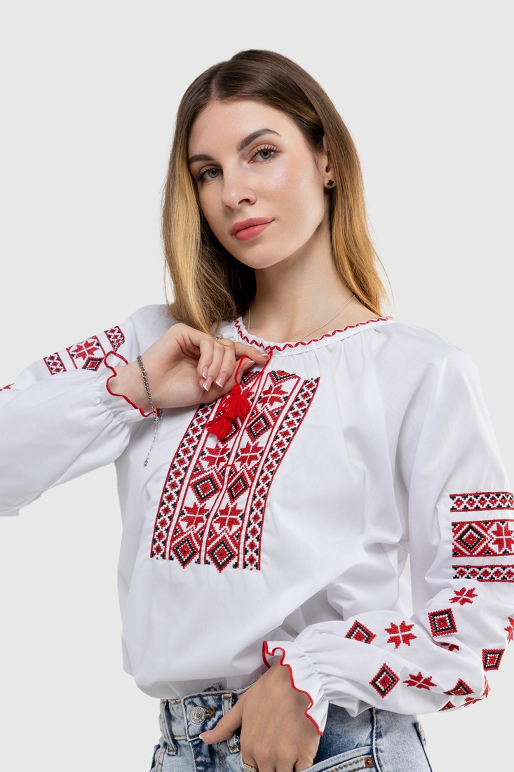 Фото Вишиванка сорочка з принтом жіноча Олеся 46 Білий (2000989910015A)