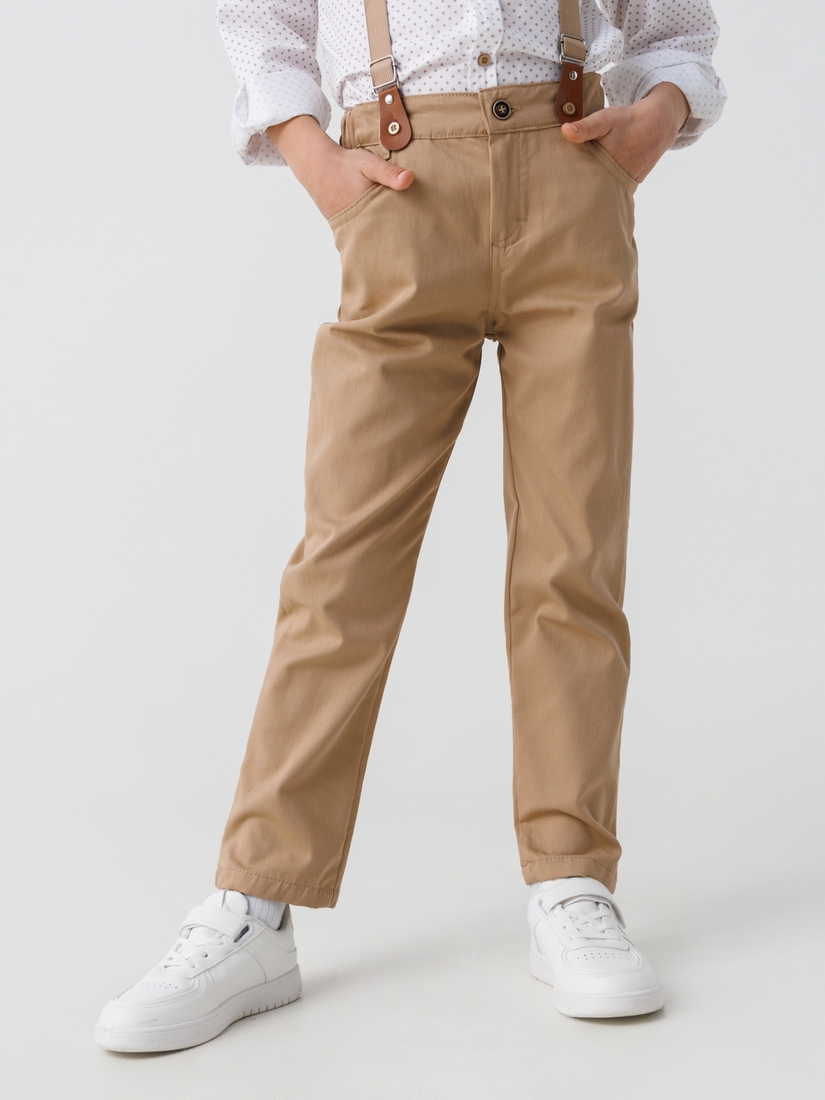 Фото Костюм для мальчика (рубашка+штаны+подтяжки) Mini Papi 3190 128 см Бежевый (2000990489524D)