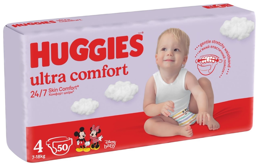 Фото Подгузники Huggies Ultra Comfort 4 Jumbo 7-18 кг для мальчиков. 50 шт. (5029053567587)