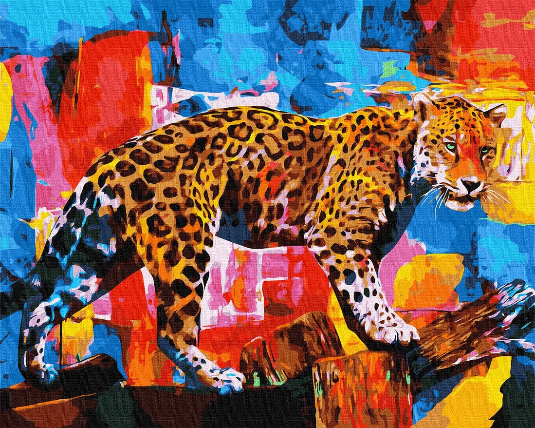 Фото Набор для росписи номеров. "Яркий леопард" 40x50 см КНО4338 (4823104336198)