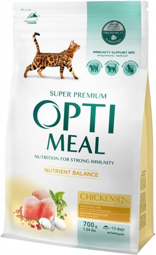 Сухой корм для кошек Optimeal со вкусом курицы 700 г 4676 (4820215364676)