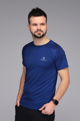 Фото Фітнес футболка однотонна чоловіча Speed Life XF-1512 2XL Синій (2000989516644A)