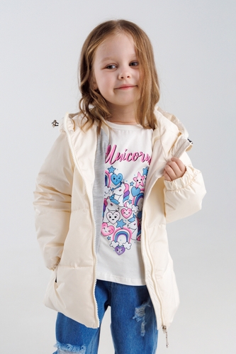 Фото Куртка для девочки EAC5041 104 см Молочный (2000990257154D)