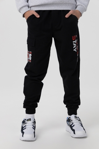Фото Спортивні штани з принтом для хлопчика Pitiki 228-13-1 164 см Чорний (2000990094360D)