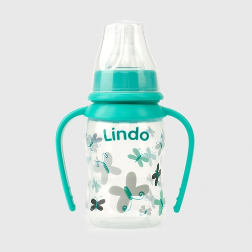 Фото Пляшка кругла Lindo LI146 з силіконовою соскою Бірюзовий (2000990122551)
