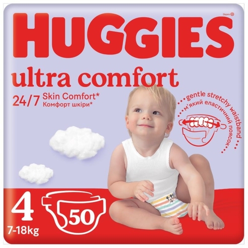 Фото Підгузки Huggies Ultra Comfort 4 Jumbo 7-18 кг для хлопчиків. 50 шт. (5029053567587)
