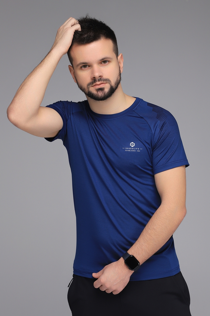 Фото Фитнес футболка однотонная мужская Speed Life XF-1512 S Синий (2000989516606A)