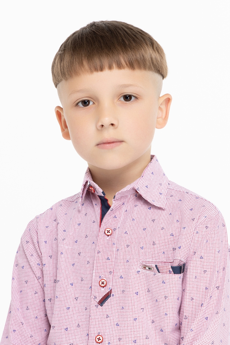 Фото Рубашка с узором для мальчика Redpolo G20206 134 см Красный (2000904697373D)