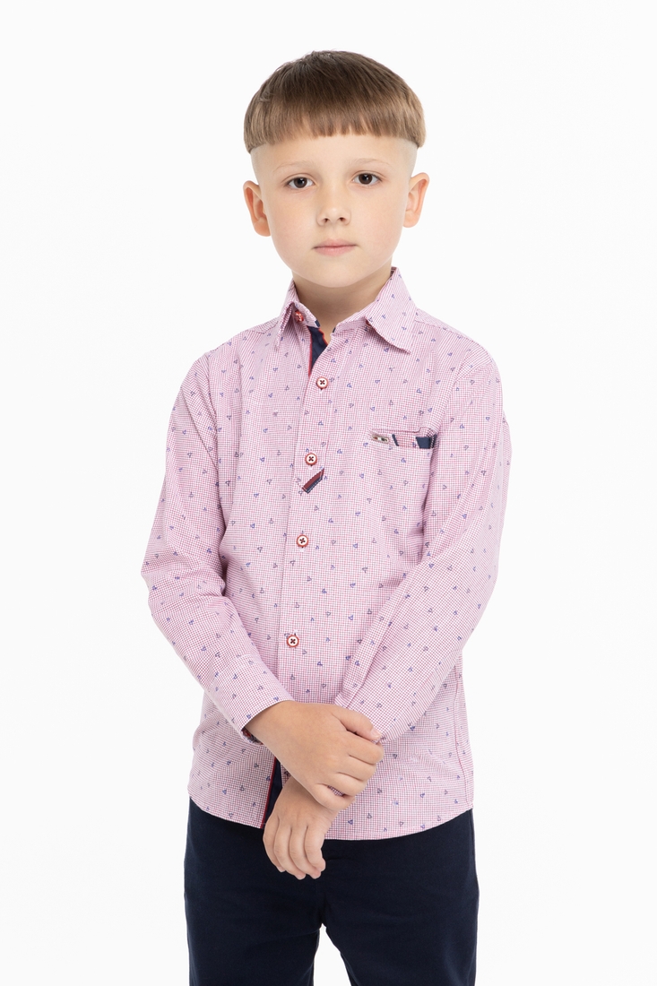 Фото Рубашка с узором для мальчика Redpolo G20206 110 см Красный (2000904697335D)