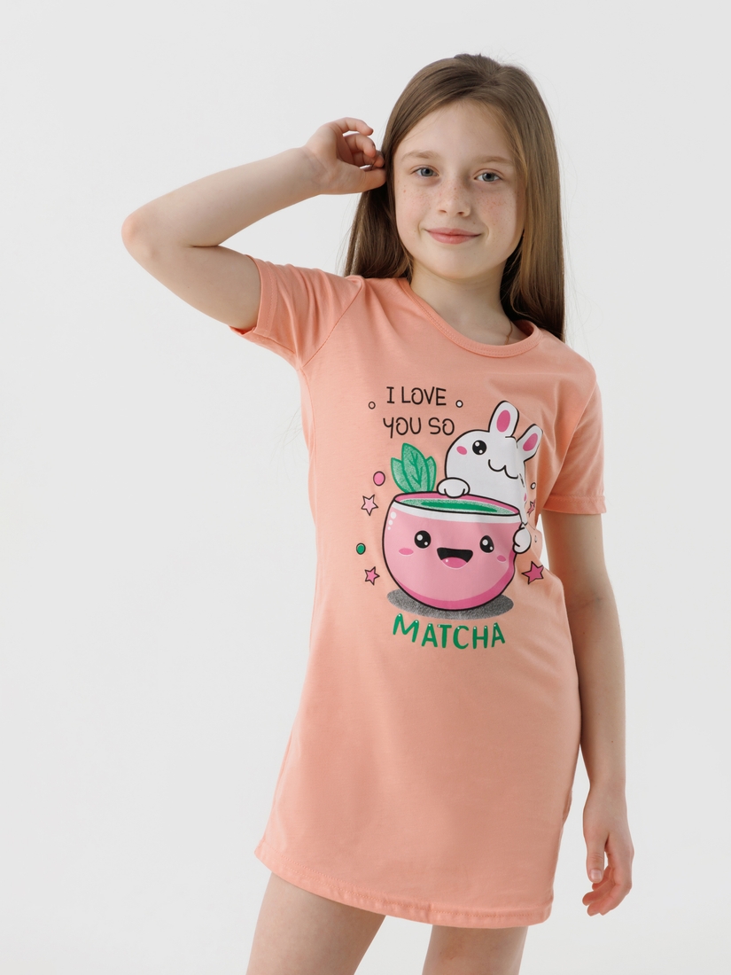 Фото Нічна сорочка для дівчинки Mini Moon 6146 158-164 см Персиковий (2000990526786A)