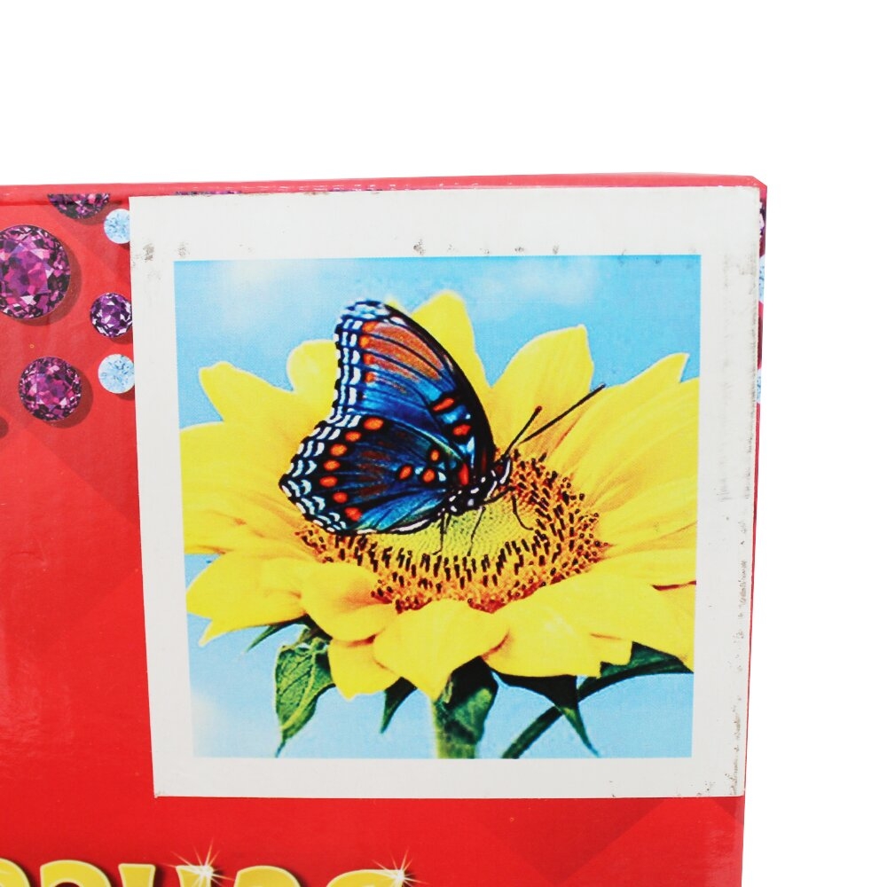 Фото Набор для творчества DIY Алмазная мозаика на подрамнике 20х20 Бабочка на подсолнухе (2000903595892)