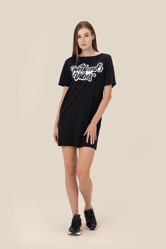 Фото Сукня-футболка жіноча з принтом "Weekend vibes" LAWA CTM P-WB02332 2XL Чорний (2000990056849S)(LW)