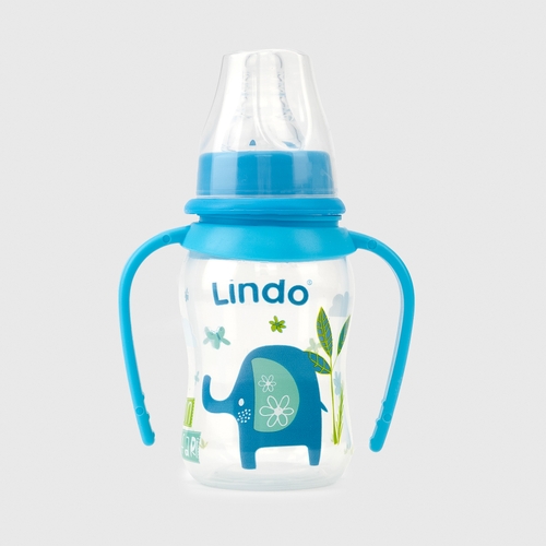 Фото Бутылочка круглая Lindo LI146 с силиконовой соской Голубой (2000990122537)
