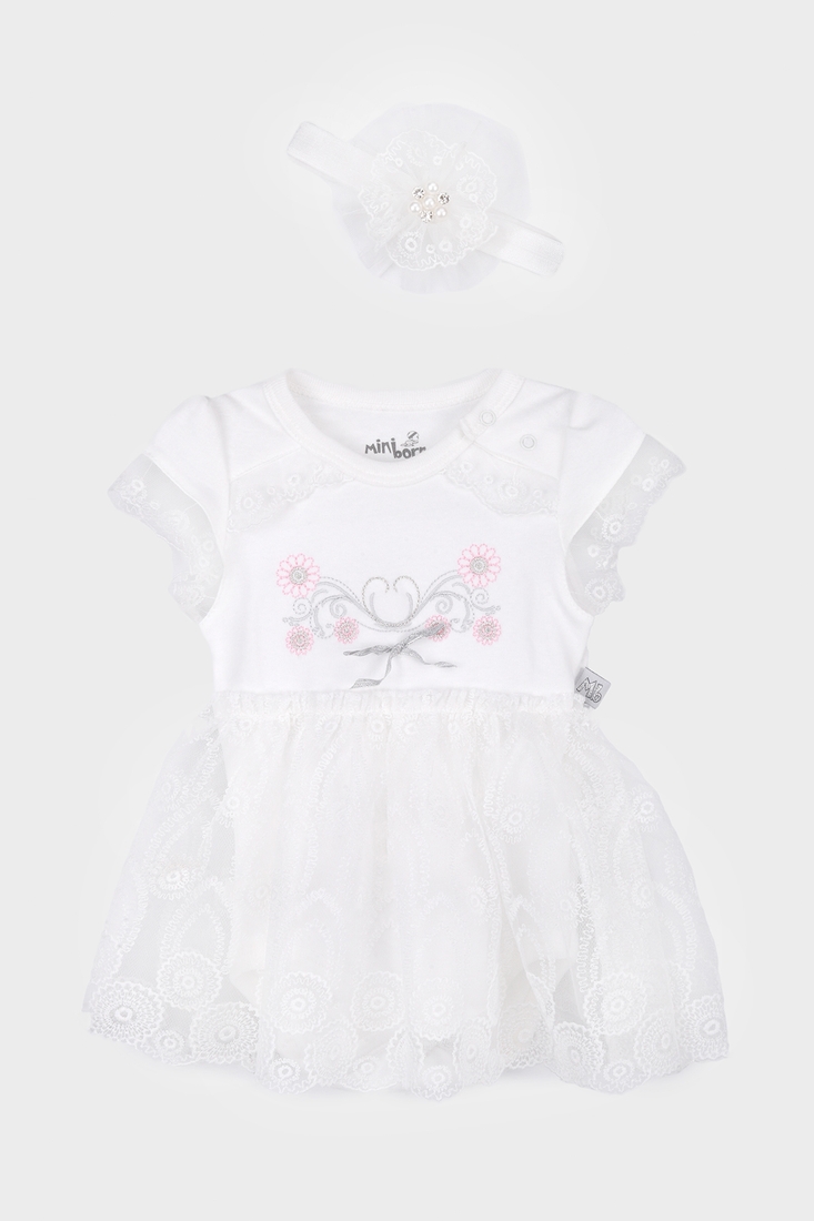 Фото Бодi-сукня святкова Mini born 3082 56 см Білий (2000989448242D)