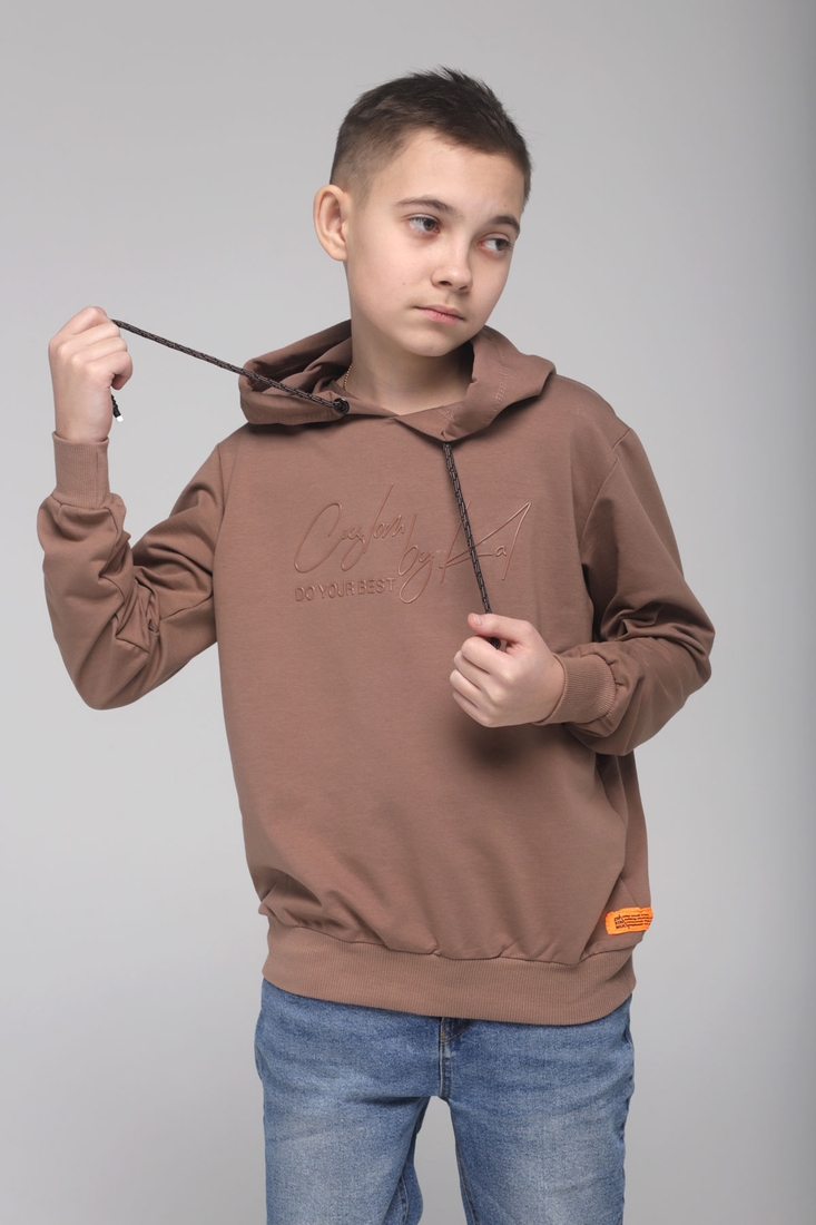 Фото Худи для мальчика с принтом X-SHOW 99115 140 см Коричневый (2000989446743D)