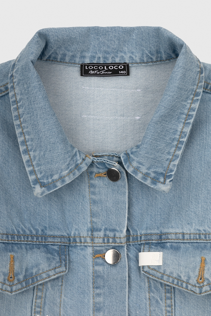 Фото Куртка джинсова для дівчинки LocoLoco 6185 158 см Блакитний (2000990486622D)