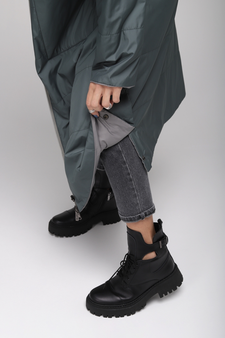 Фото Куртка жіноча двостороння Button 108-619 7XL Зелено-оливковий (2000989400387D)