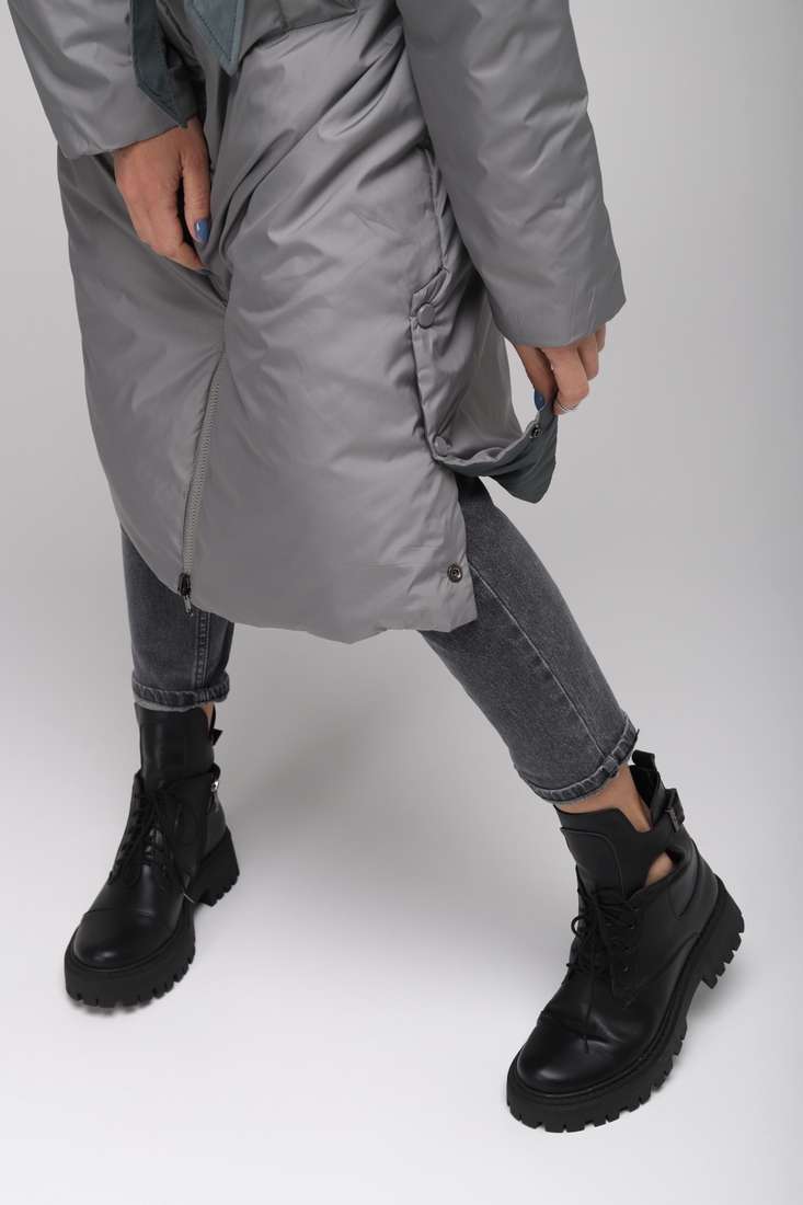 Фото Куртка жіноча двостороння Button 108-619 7XL Зелено-оливковий (2000989400387D)