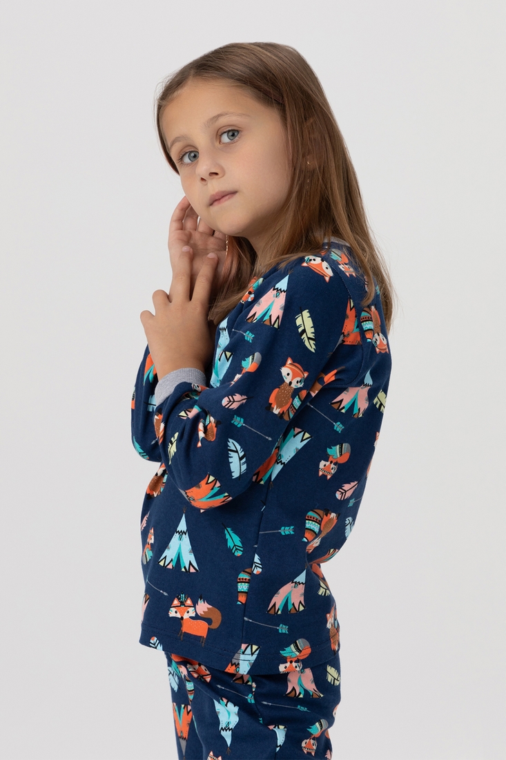 Фото Пижама для девочки Три Феи Лисички 134 см Синий (2000990098115A)