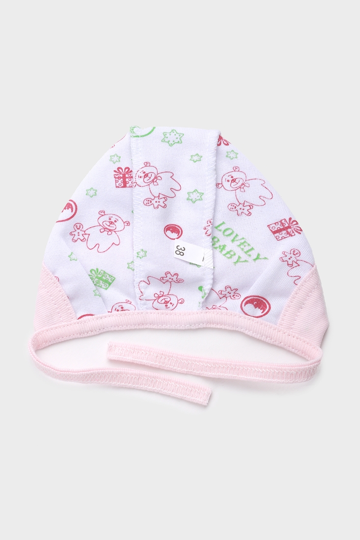 Фото Шапка на завязках для малюків 56 см Рожевий (2000989557111D)