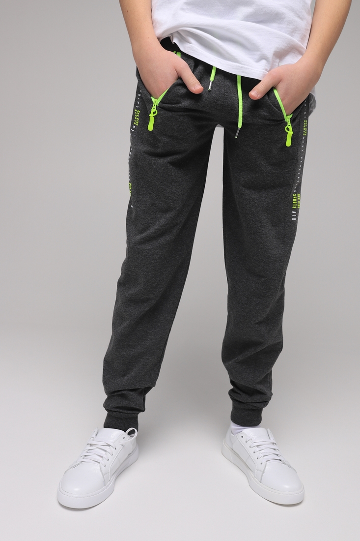 Фото Спортивные штаны для мальчика с принтом Pitiki 1006-3 158 см Темно-серый (2000989523697D)
