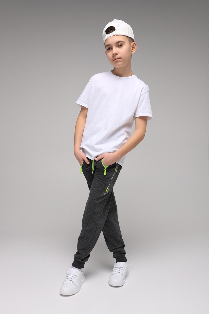 Фото Спортивні штани для хлопчика з принтом Pitiki 1006-3 176 см Темно-сірий (2000989523727D)