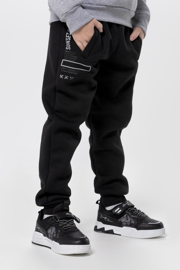 Фото Спортивные штаны с принтом для мальчика Atescan 1104-1 134 см Черный (2000990263162W)